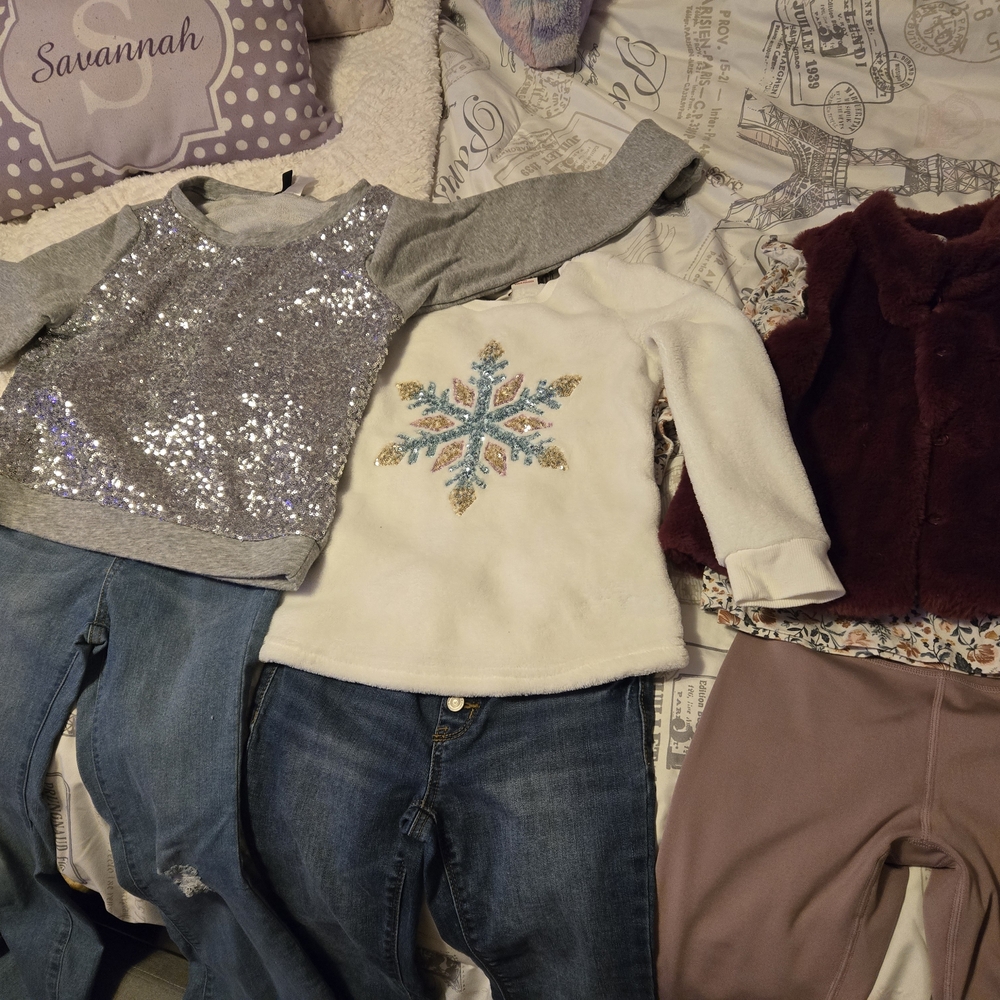 Children's Winter Clothing Set - Gray, White, and Burgundy